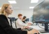 Students learning in a technology-focused classroom
