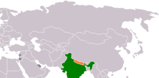 नेपालका लागि भारतको नयाँ राजदूतमा सुधाकर दलेला नियुक्त Public-domain locator map showing the geographical relationship between India and Nepal