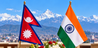 नेपाल–भारतको १०औँ सीमा सुरक्षा समन्वय बैठक सुरु, सीमापार अपराध नियन्त्रणमा जोड नेपाल र भारतका राष्ट्रिय झण्डा सँगसँगै राखिएको प्रतिनिधिमूलक तस्बिर